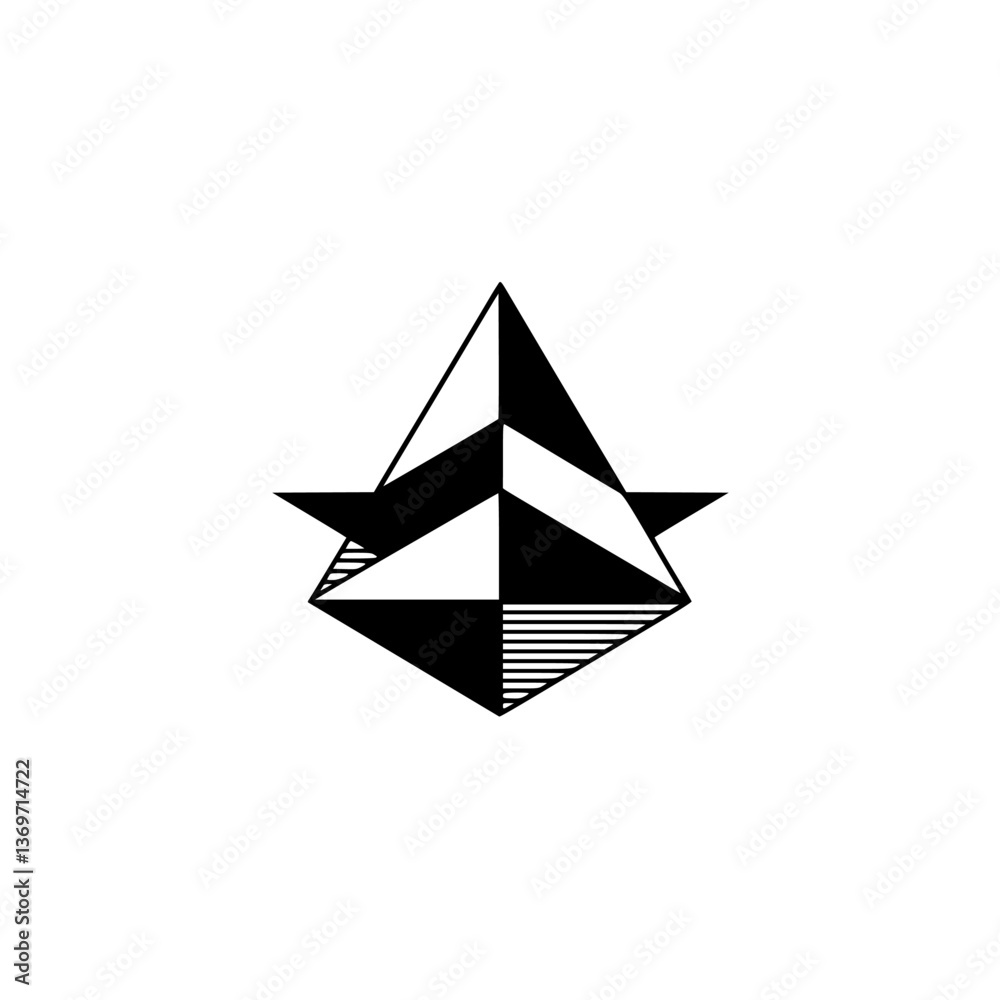 Geometric Abstract Black and White Design Element on White Background Geometric Abstract Black and White Design Element on White Background