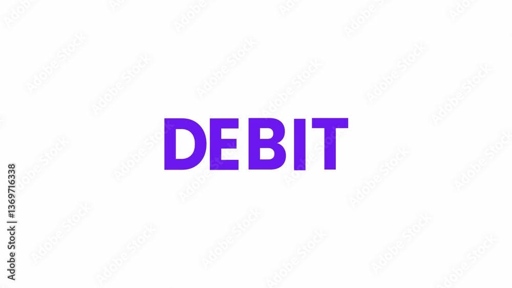 Debit Text Animation. Alpha matte with transparent background 4K resolution. Debit Text Animation. Alpha matte with transparent background 4K resolution.