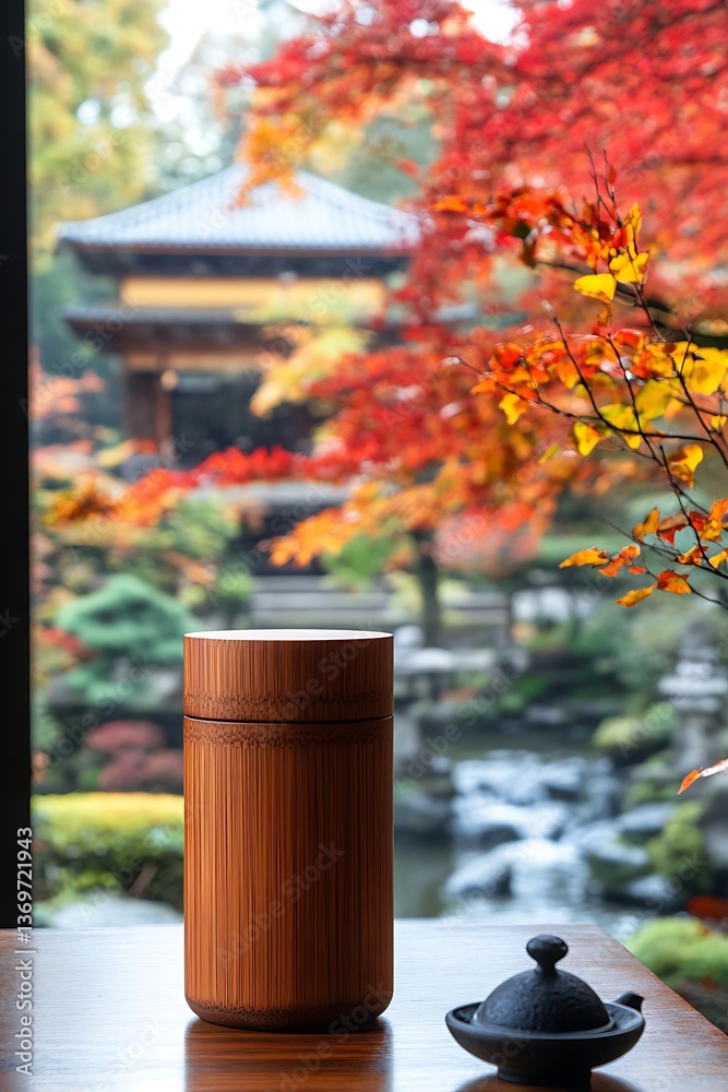 Fototapeta premium Autumn Tea Caddy in Zen Garden