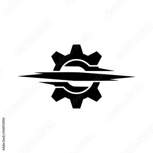 Abstract Gear Symbol with Slash, Technology, Minimalist Design
