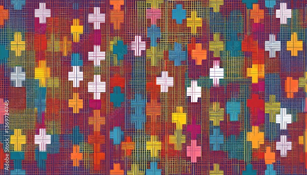 Fototapeta premium vibrant colored cross pattern textured background