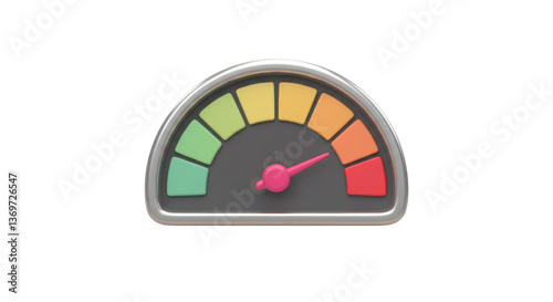 Isolated Colorful Speedometer Gauge with Needle