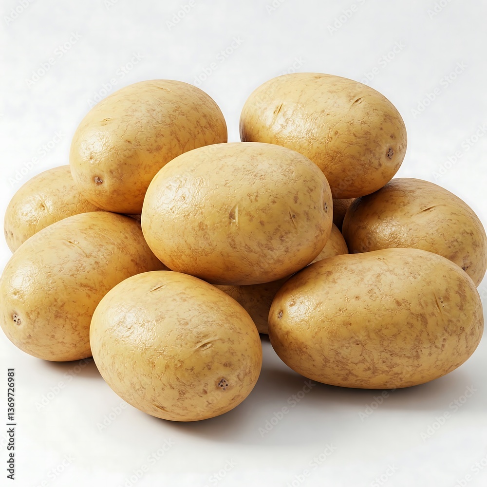 New raw potatoes isolated on white background close up New raw potatoes isolated on white background close up