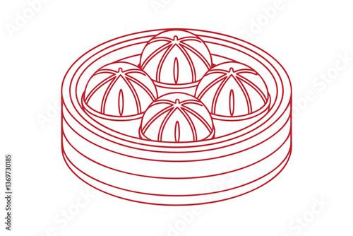 Steamed Buns Dim Sum Bamboo Steamer Chinese Food Cuisine vector
