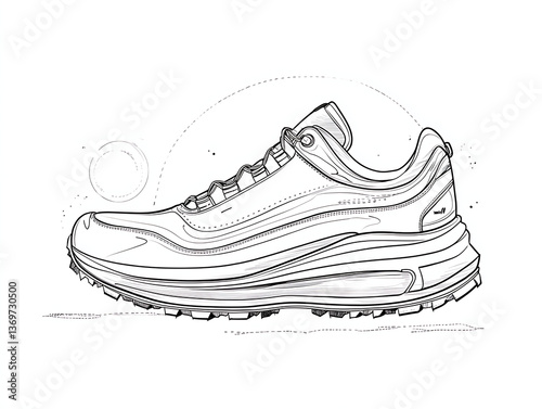 Running Shoe Sketch with Minimalist Design.