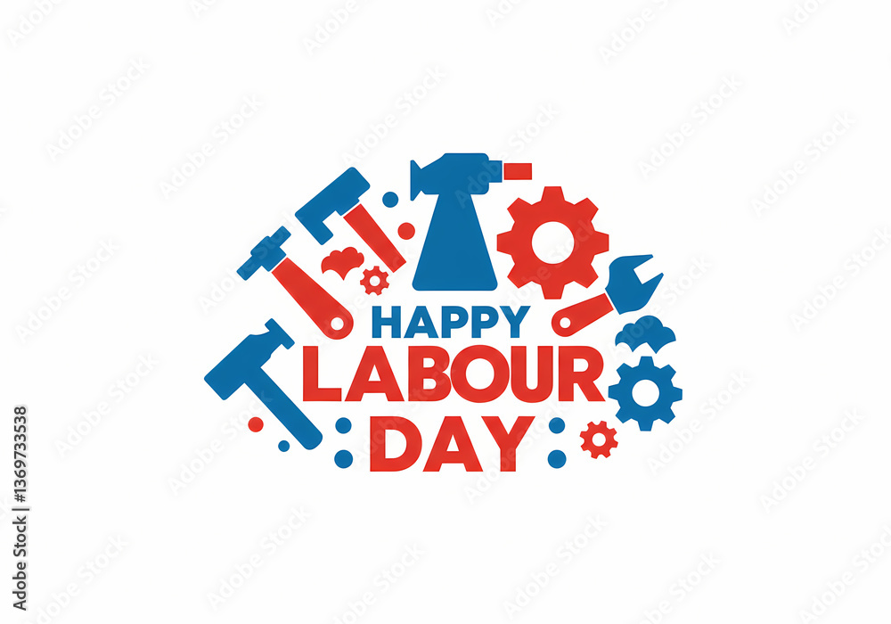 Happy Labour Day Tools Gears Design Happy Labour Day Tools Gears Design