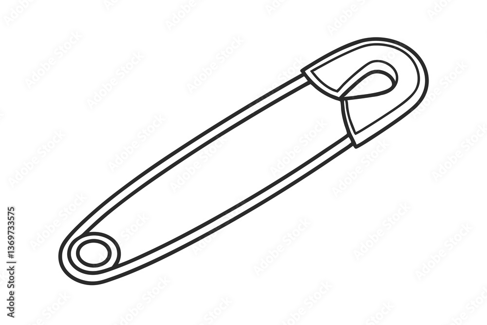 Safety Pin vector art Outline, Metal, Clasp, Fastener, Sewing Safety Pin vector art Outline, Metal, Clasp, Fastener, Sewing