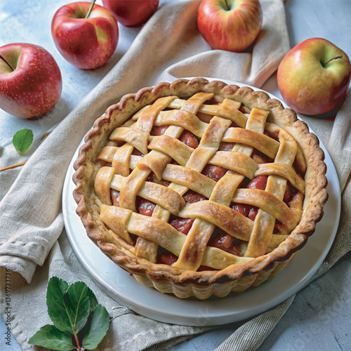 A beautifully baked golden-brown apple pie for national apple pie day