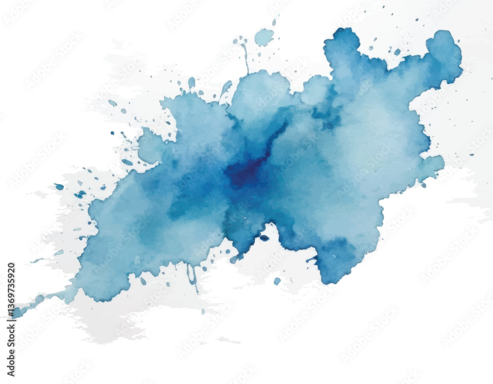 Obraz premium Hand Painting Blue Watercolor Splash Background