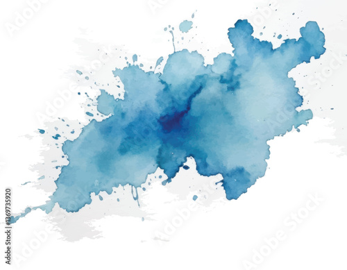 Hand Painting  Blue Watercolor Splash Background