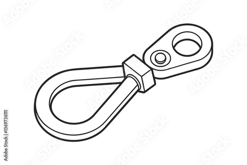 Line Drawing of a Metal Hook Clasp for Bags or Straps