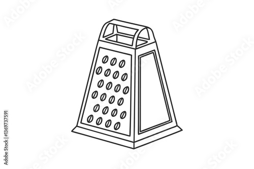 Isometric Line Drawing of a Kitchen Cheese Grater