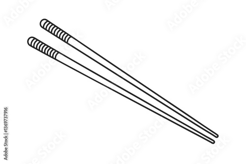 Simple Line Drawing of Asian Chopsticks, Food Utensils