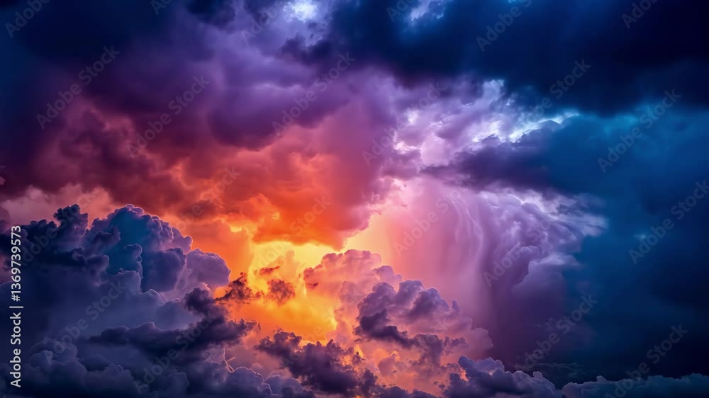 Vibrant clouds in various hues of orange, blue, and purple fill the sky at sunset, reflecting a stunning display of natural beauty over the horizon. Vibrant clouds in various hues of orange, blue, and purple fill the sky at sunset, reflecting a stunning display of natural beauty over the horizon.