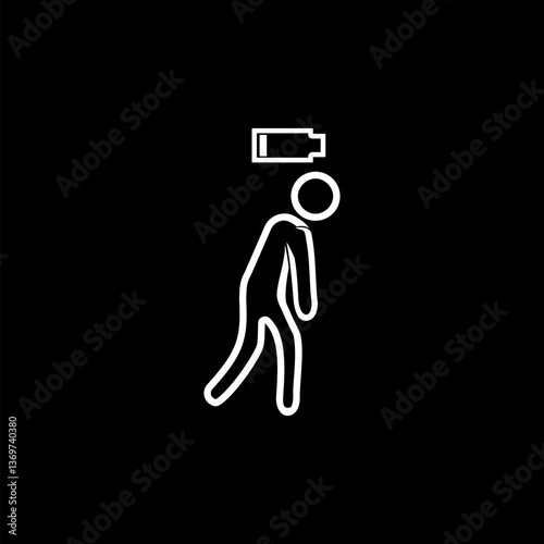 Men depress sign, icon isolated on black background
