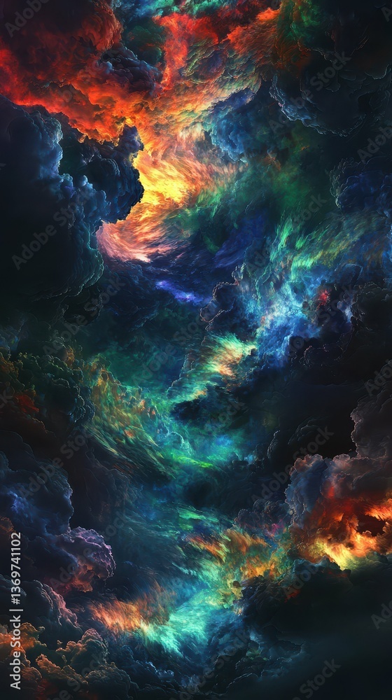 Fototapeta premium Surreal Vibrant Sky with Energetic Ribbons of Colorful Clouds