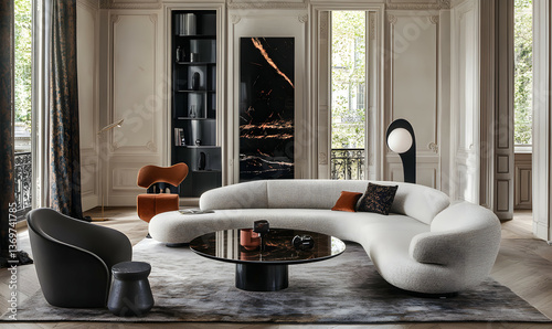 Modern Interior Scandinavian Apartment with Wooden Elements and Cozy Atmosphere 3D Illustration