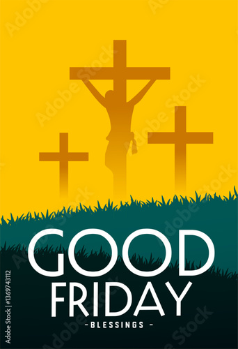 good friday christ crucifixion poster with grass design