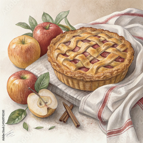 A beautifully baked golden-brown apple pie for national apple pie day