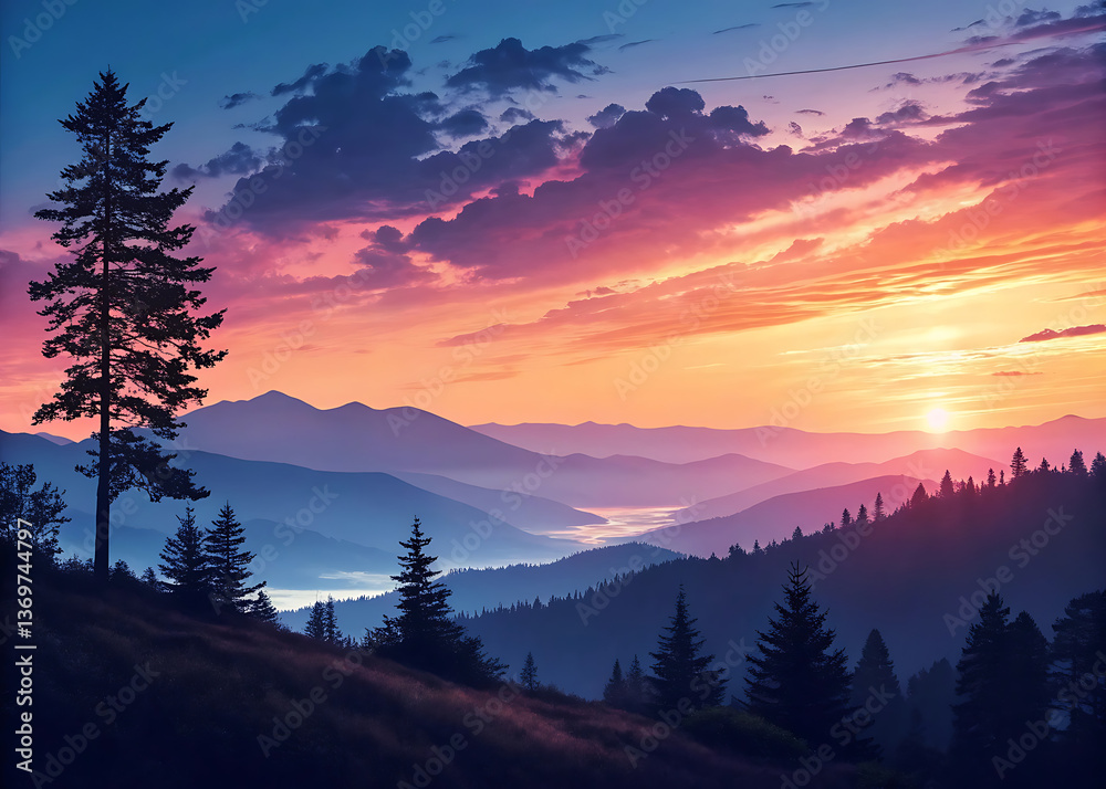 Fototapeta premium Breathtaking Sunrise: A Tranquil Moment of New Beginnings