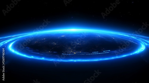 Blue Energy Encircles Illuminated Earth From Space