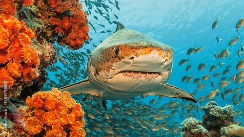 Speckled Zebra Shark in Vibrant Coral Reef