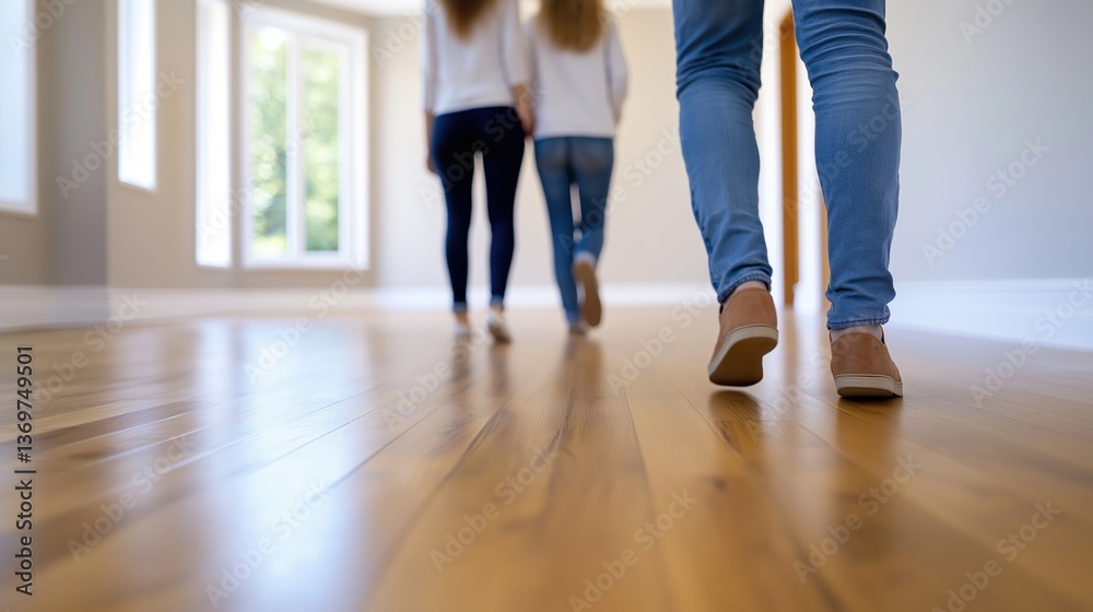 Three People Walking in a Bright Room Three People Walking in a Bright Room