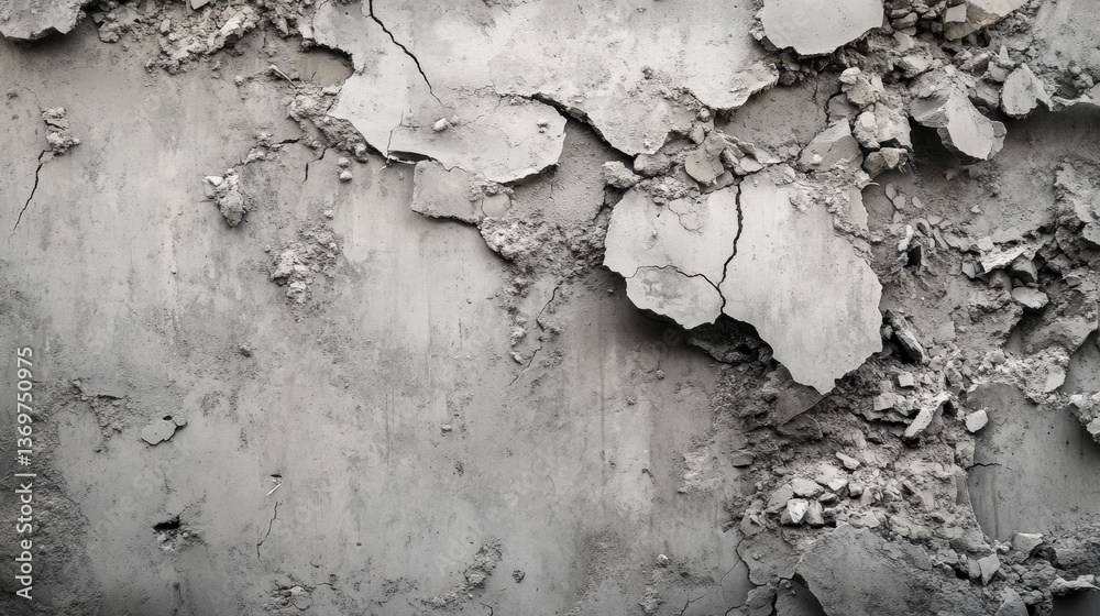 Obraz premium Abstract Cracked concrete wall broken wall at the outside cement corner that effected with earthquake and collapsed ground,wall with crack texture.