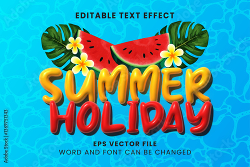 Fotografie Summer holiday 3d inflate vector text effect