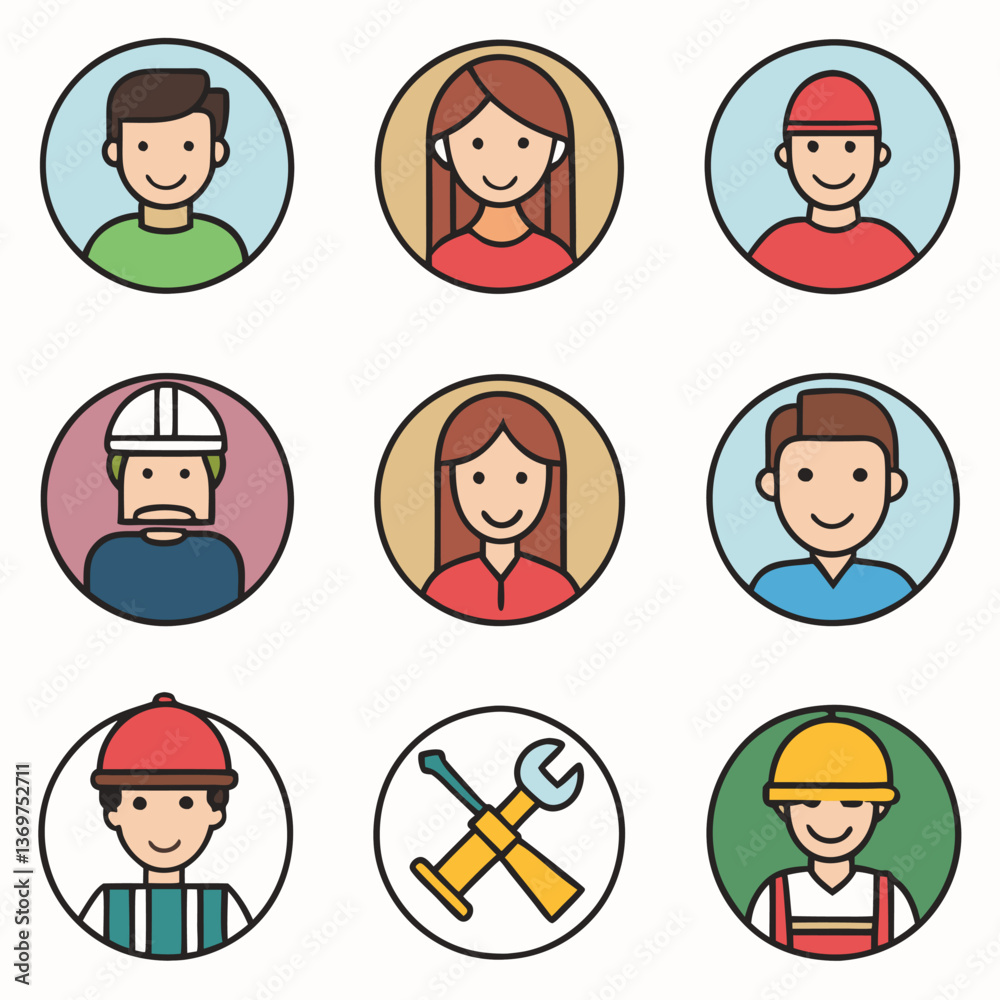 A diverse Vector set Illustrator Artwork Design A diverse Vector set Illustrator Artwork Design