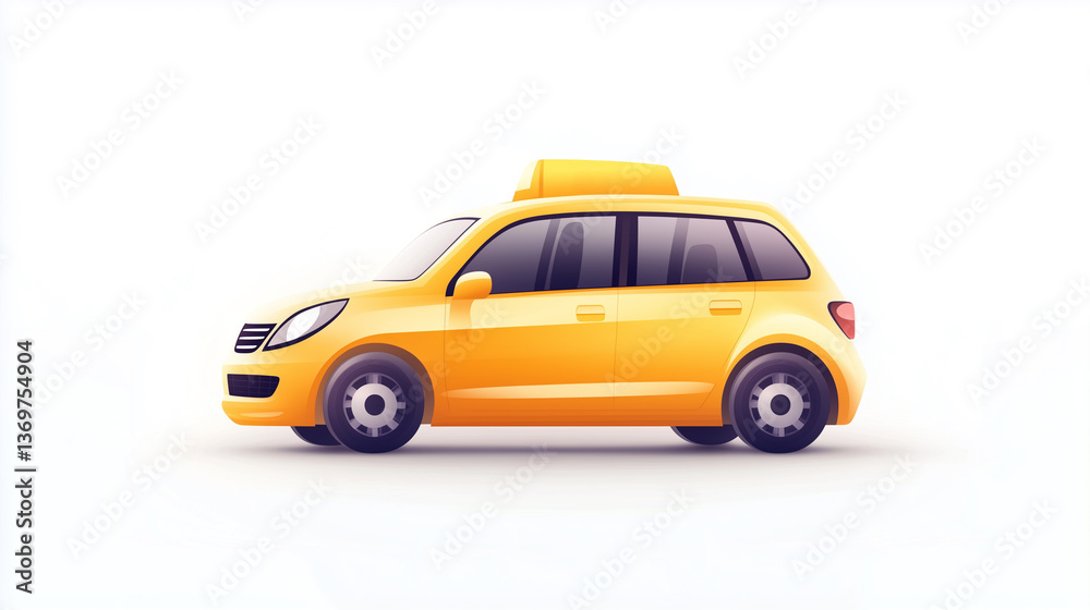A sleek yellow taxi car featuring a modern design, ideal for urban transportation themes Perfect for travel and city-related projects