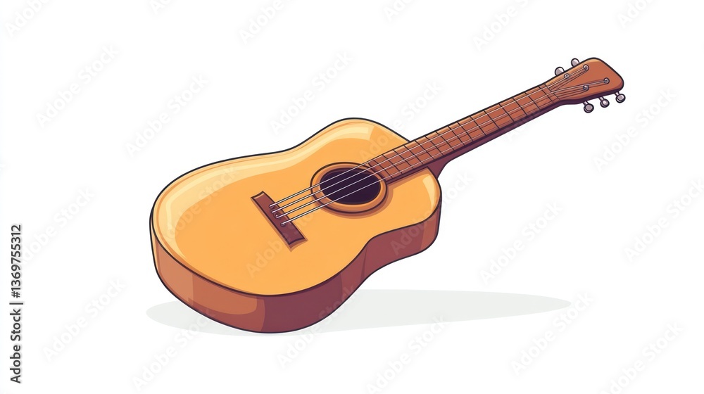 Fototapeta premium Acoustic guitar, music, instrument, isolated, white background, website design