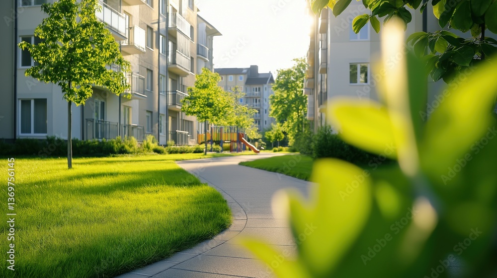 Naklejka premium Tranquil Green Space in Urban Setting