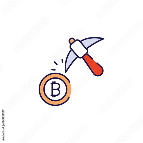 Bitcoin Mining icon design with white background stock illustration