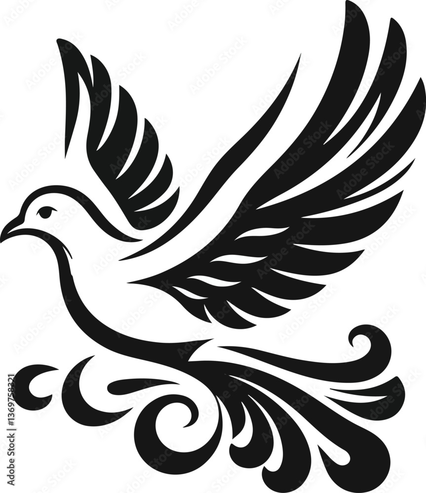 Obraz premium Vector silhouette of a dove