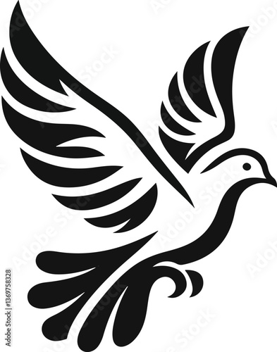 Vector silhouette of a dove