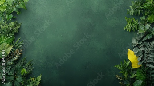 Wallpaper Mural Lush green foliage arranged on dark background, leaving central space Torontodigital.ca