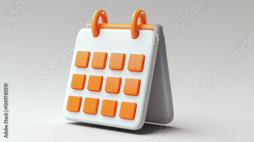 A modern, stylized calendar with orange accents, symbolizing organization and planning in a digital age