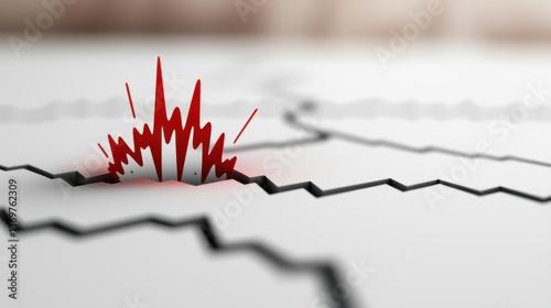 Cracked Surface with Seismic Shockwave Epicenter - Earthquake Concept