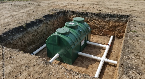 Wastewater Treatment Tank Installation in Ground Pit  