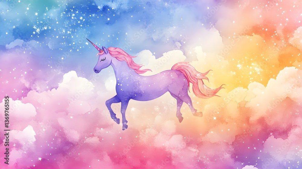 Unicorn soaring through a magical celestial dreamscape Unicorn soaring through a magical celestial dreamscape