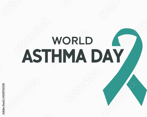 World Asthma Day Banner with Teal Ribbon and World Map