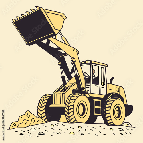 Loader machine digging dirt on construction site