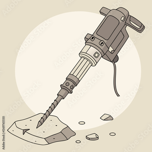 Obraz na płótnie Jackhammer breaking through rock in illustration style w salonie
