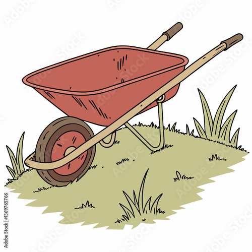 Wheelbarrow on grassy ground