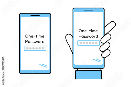 ワンタイムパスワードを入力したスマートフォンのイラスト