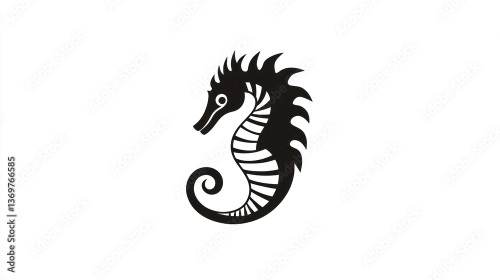 Seahorse silhouette, ocean background, marine life, design element Seahorse silhouette, ocean background, marine life, design element
