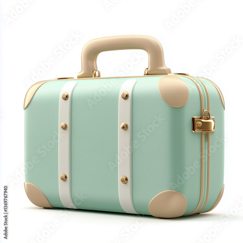 A vintage-inspired mint green suitcase with chic accents, ideal for the fashion-forward traveler