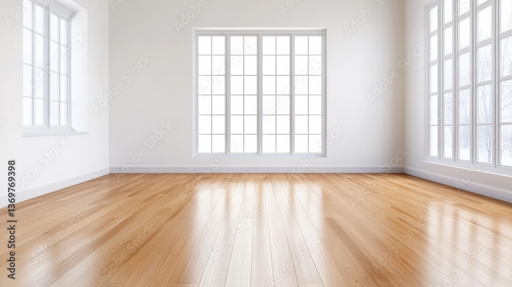 Bright airy room features hardwood floors and large windows