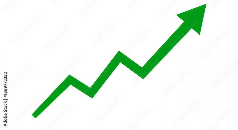 Green Upward Arrow Chart Showing Growth and Success Green Upward Arrow Chart Showing Growth and Success